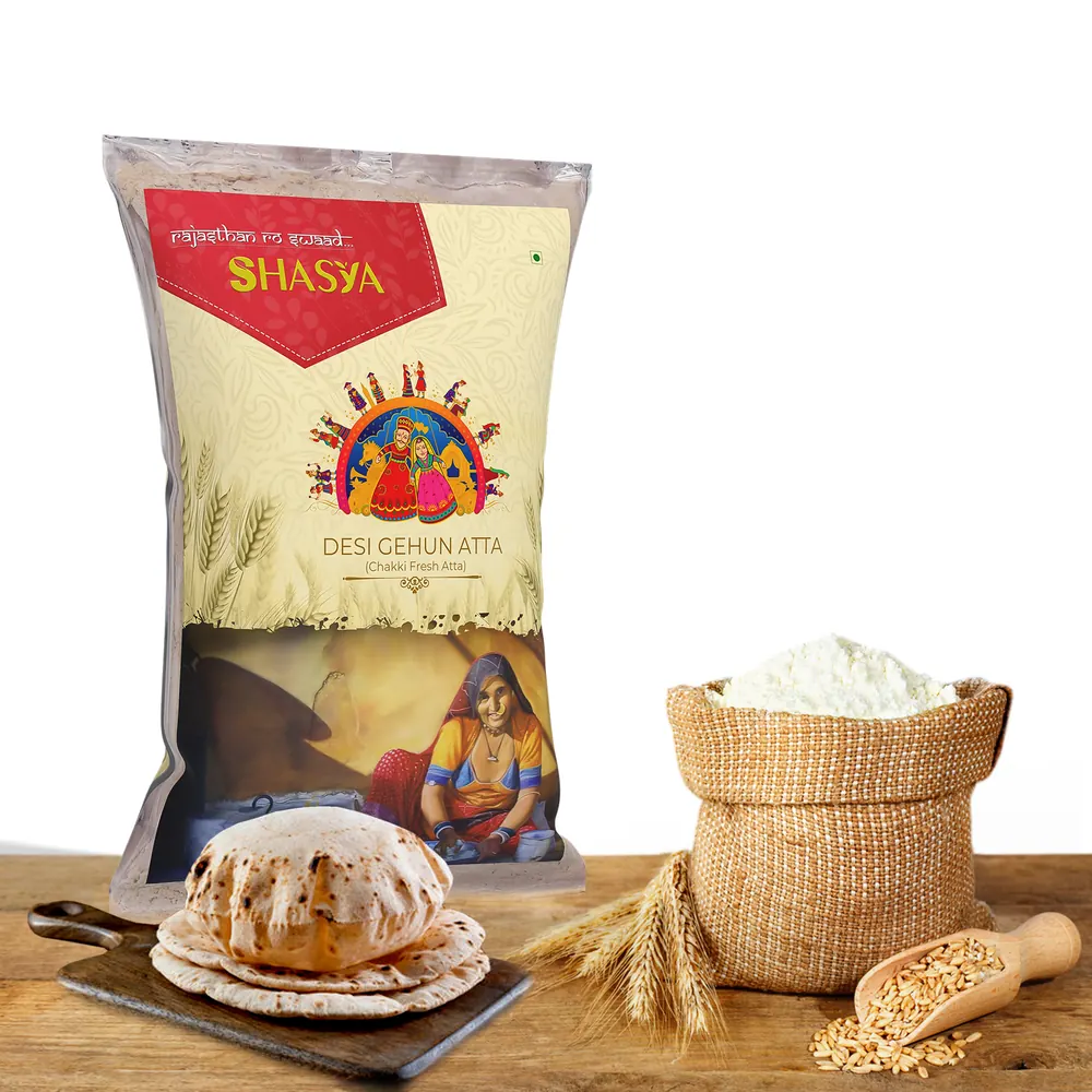 Shasya Desi Gehun Atta 1 kg pack front