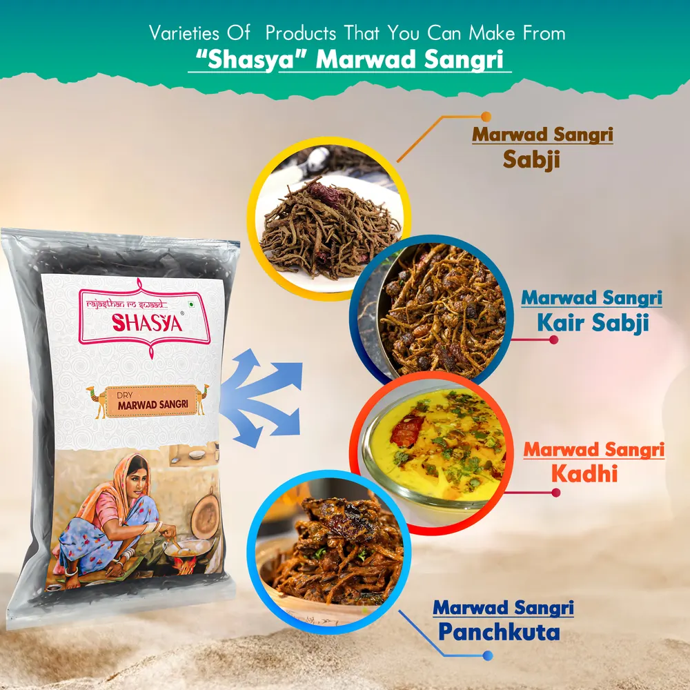 Dishes you can make with Shasya Marwad Sangri: sabzi, kair sabzi, kadhi and panchkuta